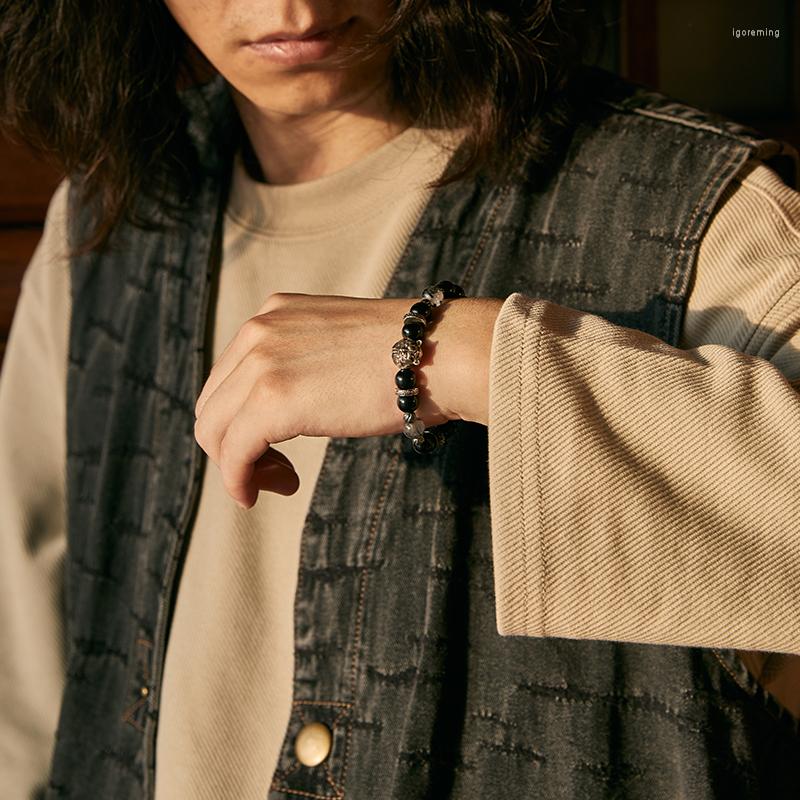 

Strand Se Original Design Tiger Bracelet Men's And Women's Personality Versatile Hand-woven Obsidian Beaded Hand Jewelry Man