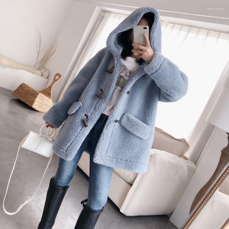 

Women' Fur Women Winter Faux Fur&Fur Coat 2022 Style Fashion Hooded Jacket Casual Loose Large Size Female NZYD215A, Beige