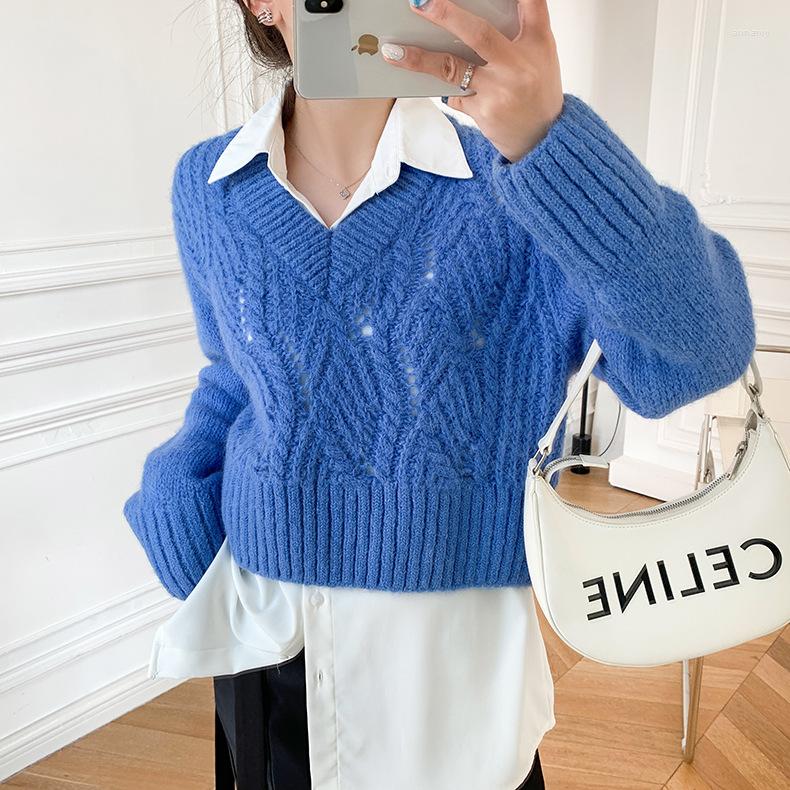 

Women' Sweaters Women Sweater Alpaca Knitted Early Autumn Lazy Casual, Blue