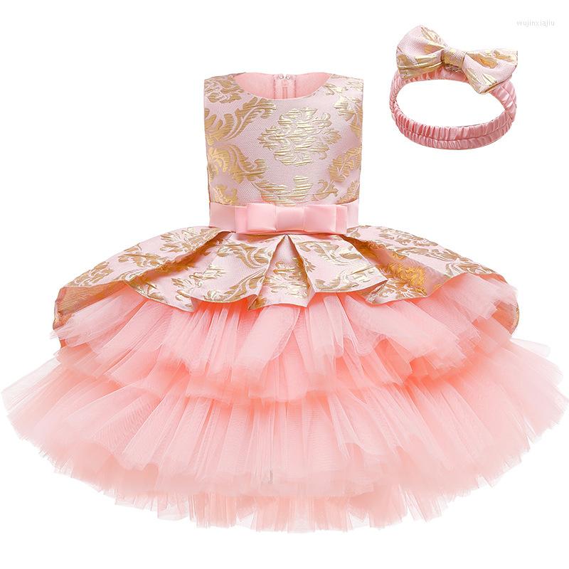 

Girl Dresses 1 2 3 4 5 7 8 Years Old Retro Jacquard Baby Girls Dress Summer Sleeveless Fluffy Christmas Party Costume Little Princess, As the picture