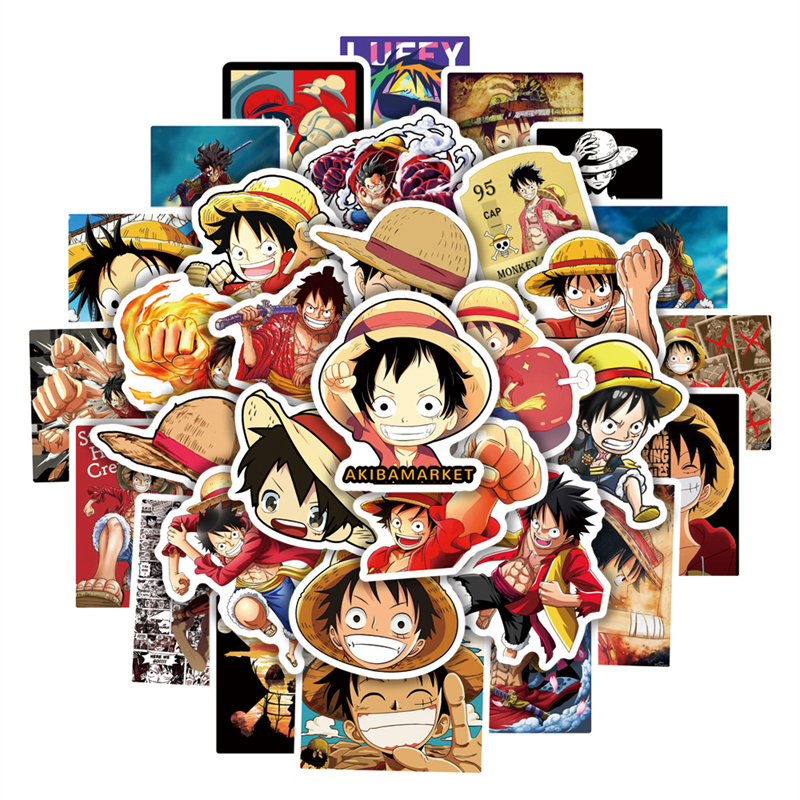 

50Pcs One Piece graffiti Stickers for DIY Luggage Laptop Skateboard Motorcycle Bicycle Stickers, Multi colors