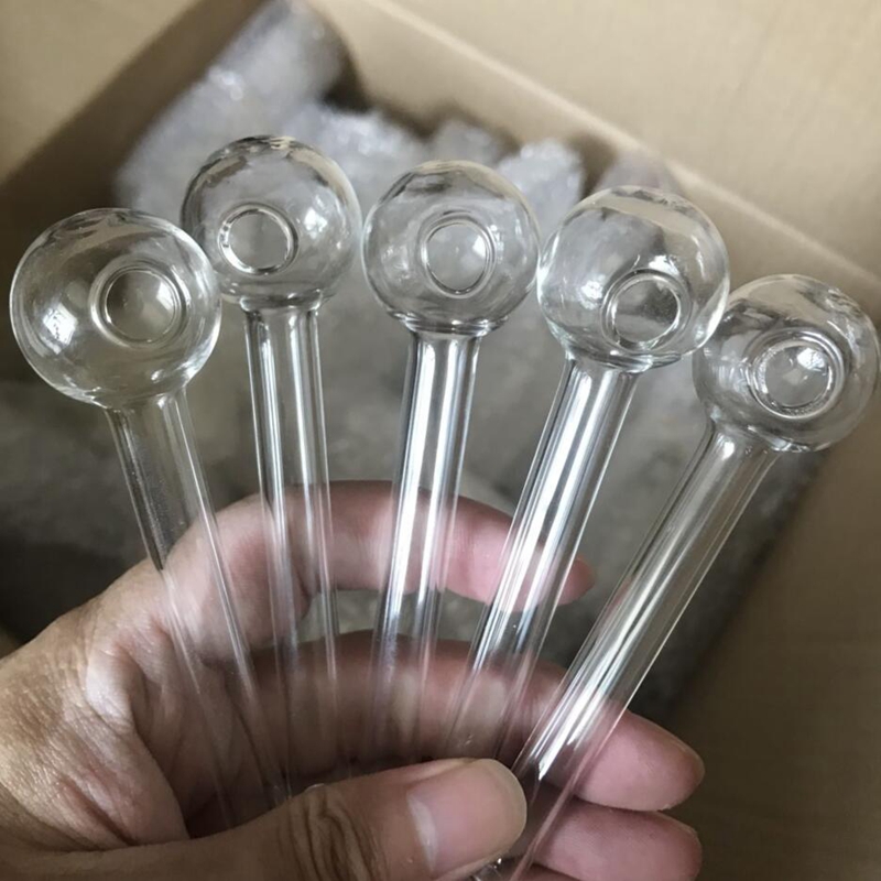 

4inch 1pcs Pyrex glass Oil Burner Pipe Clear Color quality Oil Burning pipes transparent Great Tube tubes Nail tips