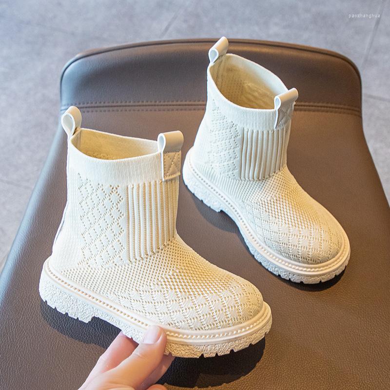 

Athletic Shoes Kids Short Boots Autumn Fashion Knitted Breathable Girls Princess Non-slip Big Girl Size 27-38 SXB025, Sxb025black
