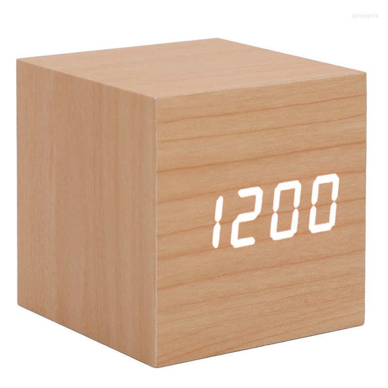 

Watch Boxes LED Wood Clock Wooden Digital Alarm Adjustable For Bedside Table
