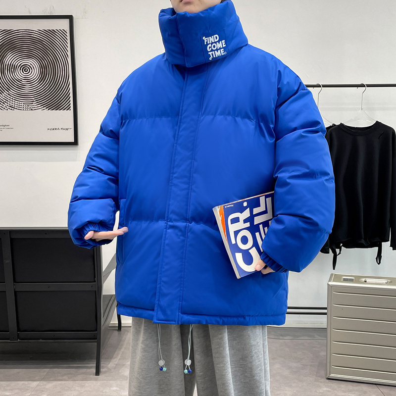 

Men's Down Parkas Men's Oversize Jacket Vintage Y2k Warm Autumn Winter Windbreaker Men Cotton Padded Zip Up Black Korean Style Solid Color 221006, Blue