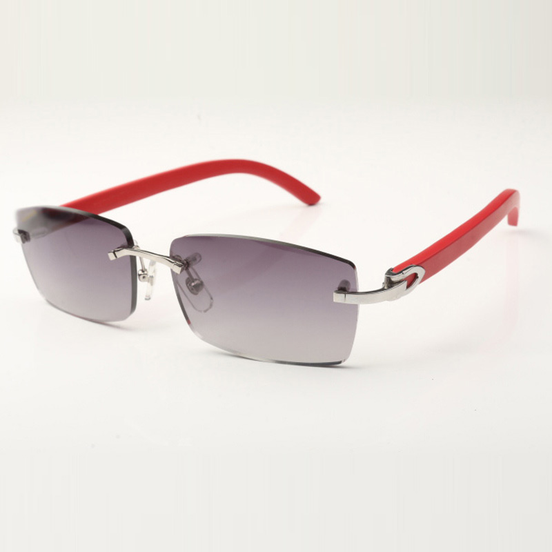 

New C hardware sunglasses 3524012 with red wooden sticks and 56mm lenses for unisex