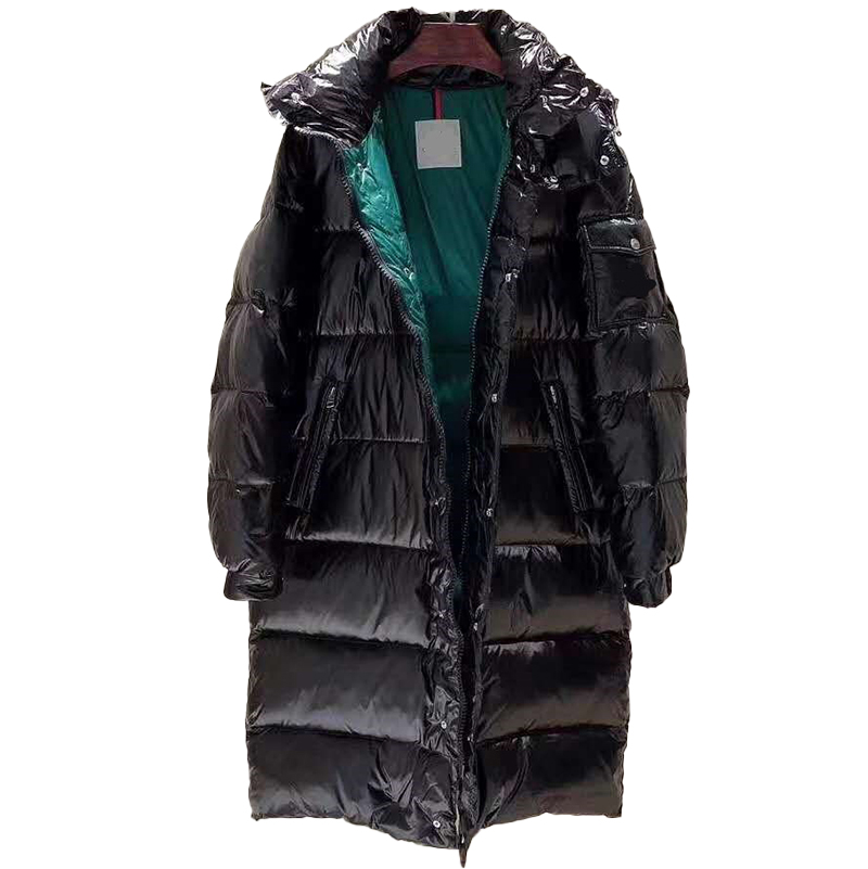 

Maya Designer Men's Down & Parkas Women's Long Knee Length Loose Thickened Stand Collar Removable Hat Warm Coat Couple's Bright Face Black Green Lining Casual Coat Jacket, Supplement (not shipped separately)
