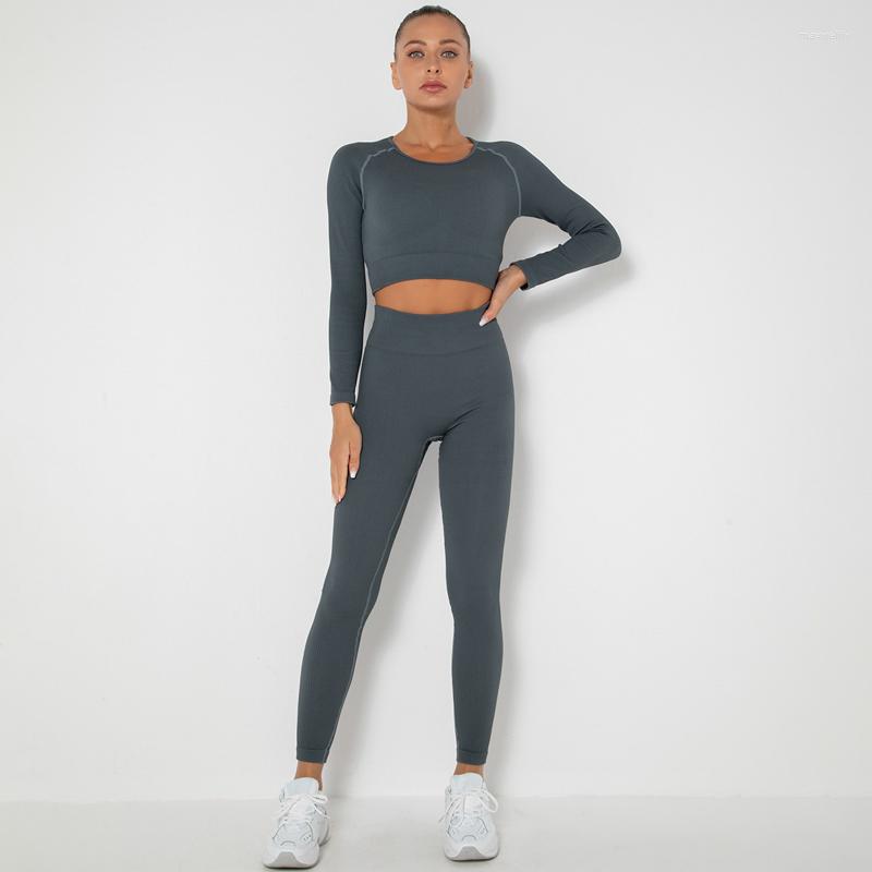 

Women's Two Piece Pants Long Sleeves Tracksuit For Women Seamless Gym Sportswear Quick Dry Shirts And Scrunch Yoga Leggings Breathable, Coffee