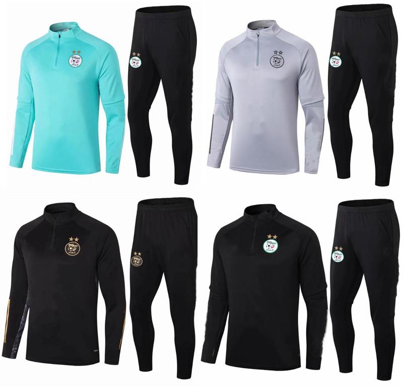 

College wear 2020 2021 Algeria men soccer tracksuit jacket Survetement 20 21 maillot de foot FEGHOUL MAHREZ BOUNEDJAH football training suit, Black