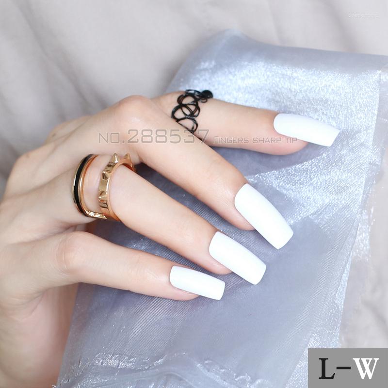 

False Nails Personality Super Long White Square Head Candy Solid Color Full Wrap For Simple Lady Acrylic Art 20pcs L-W