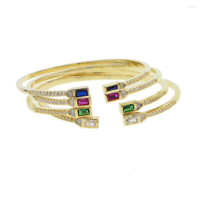 

Link Bracelets 56-58mm Diamater 17-18cm Square Zirconia Bangle Baguette Firework Cz Women Lady Gorgeous Luxury