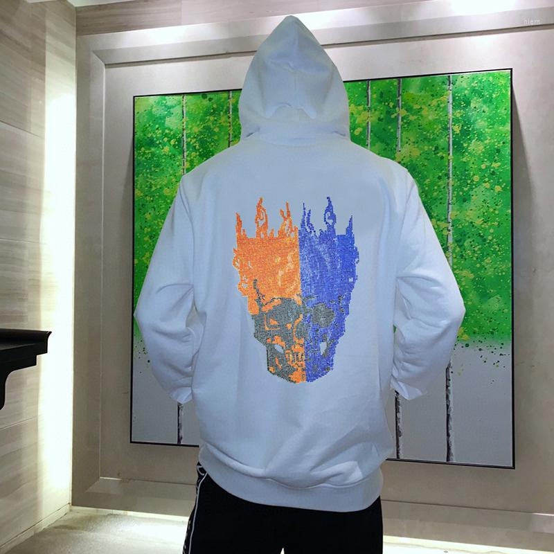 

Men's Hoodies Men's Hoodie Warm Rhinestone Thicken Comfortable Material Luxury Design Simple Hooded Pullover Sweatshirt, As shown asian size