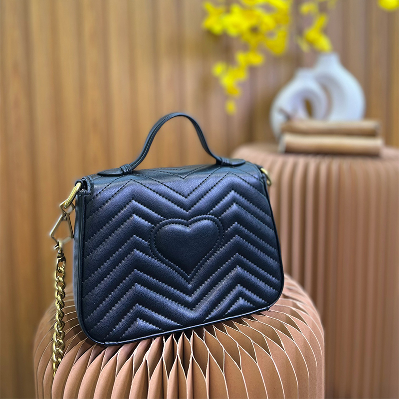 

designer handbags messenger bag tote bag for women portable leather shoulder bags 2022 Ladies handbag luxury purse crossbody bag chain totes wallet, Black