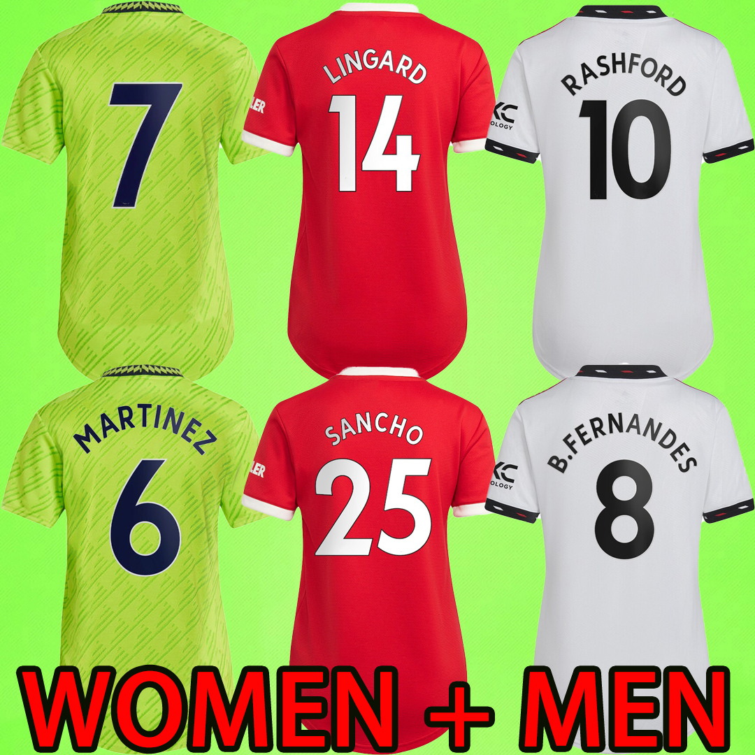 

WOMEN MEN soccer jerseys UTD 2022 2023 MAN ERIKSEN RASHFORD SHAW SANCHO ELANGA B. FERNANDES 22 23 football shirts short sleeve Uniform men home away third united, 22/23 women