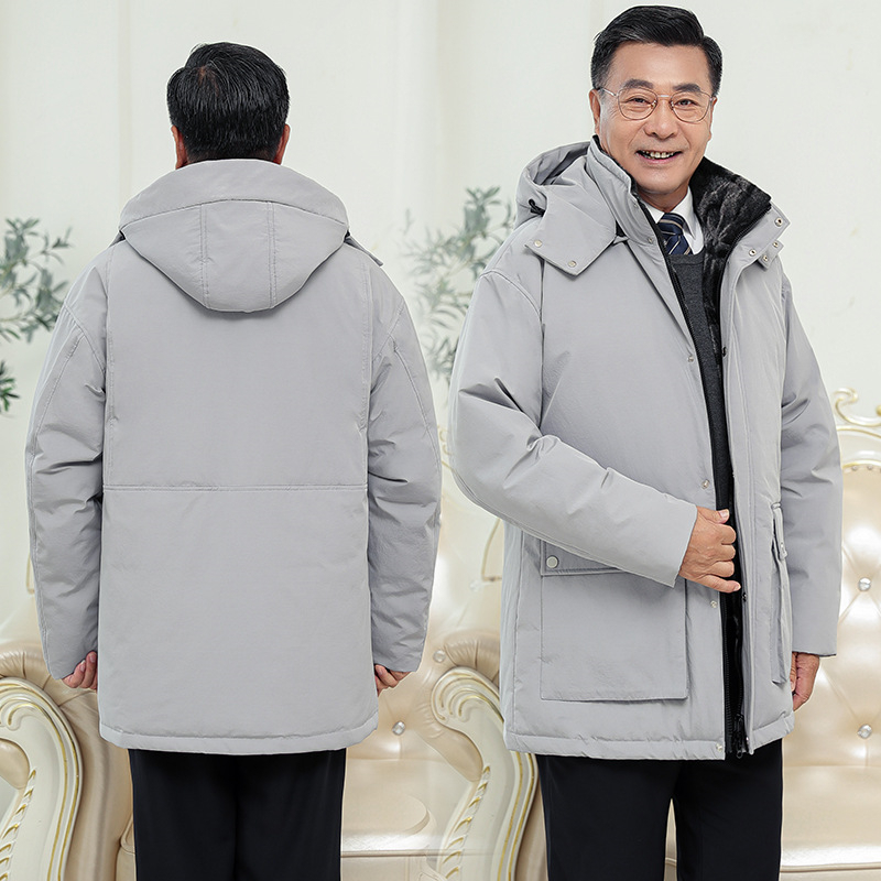 

Men's Down Parkas Big Size Middleaged Father Men's Winter Coats Men Classic Casual Hooded Hat Detachable Keep Warm Thickened Down Parka 221006, Blue