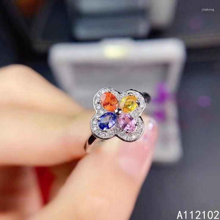 

Cluster Rings KJJEAXCMY Fine Jewelry 925 Sterling Silver Inlaid Natural Color Sapphire Girl Trendy Flower Gem Ring Chinese Style Support