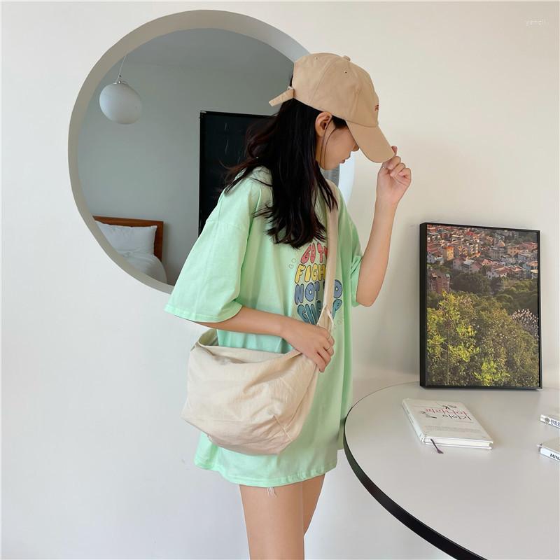 

Evening Bags Korean Version Of The Simple Fashion Shoulder Bag Messenger Nylon Retro Drawstring Daily Commuter Student Canvas, Green