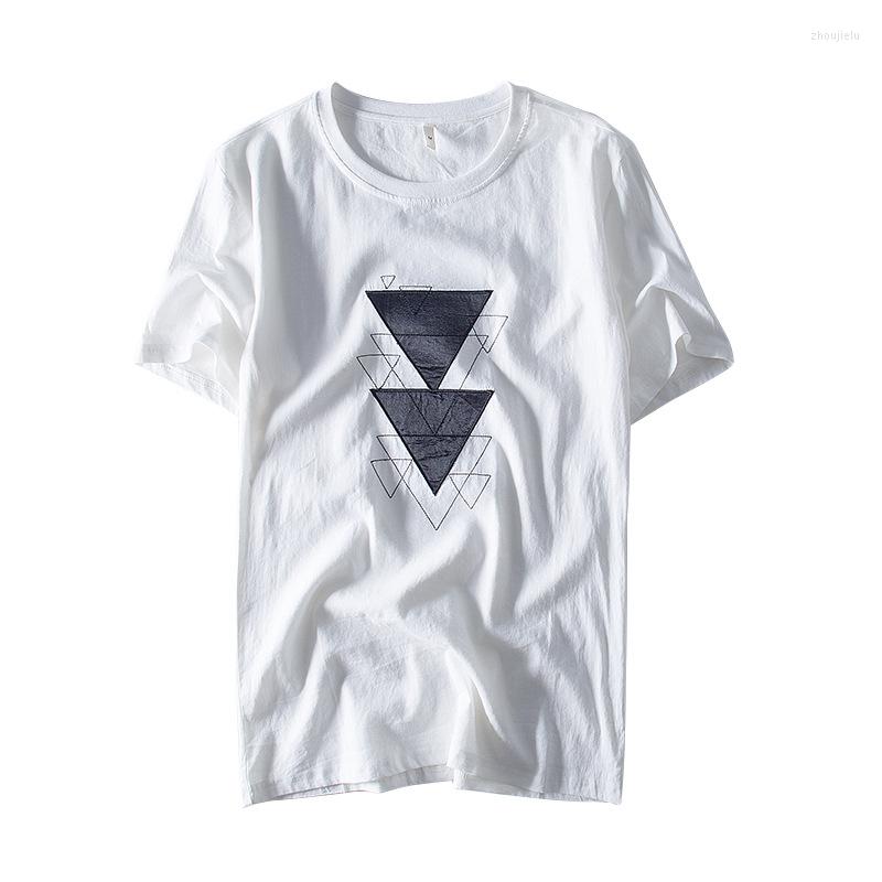 

Men's Casual Shirts Summer Short Sleeve Men Pullover Clothes Emboridery Linen Round Collar Soft Thin Shirt Tops Cool Streetwear 2022, Black