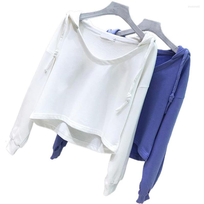 

Women's Hoodies Solid Color Drawstring Hoodie Autumn Clothes Women Long Sleeve Top Hooded Black White Sweatshirts Korean Fashion Casual