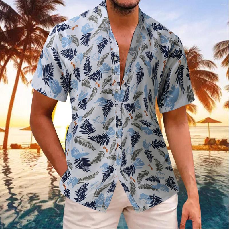 

Men's Casual Shirts Down Short Mens Fashion And Leisure 3D Digital Printing Buckle Lapel Sleeve Shirt Top Layering Men, Green