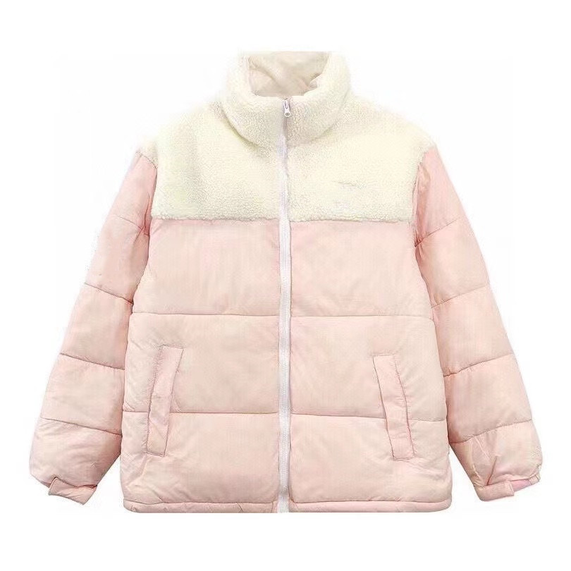

Embroidery Mens down parkas north Lamb splicing coat warm thick Loose hoodie womens parkas long sleeve XXL