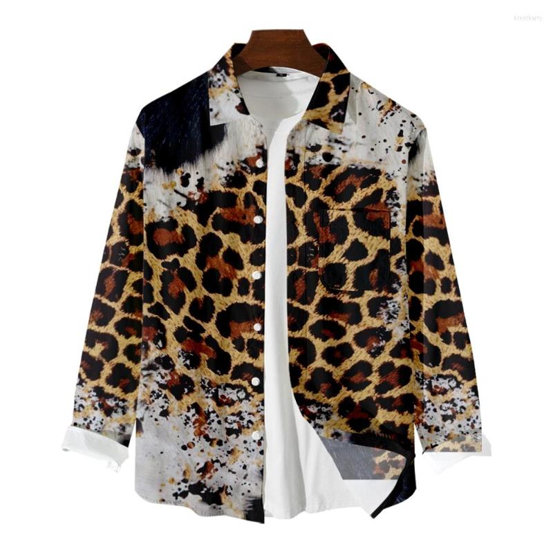 

Men's Casual Shirts Men's Long Sleeve Shirt Tiger Leopard Spot Print Retro Elegant Personality Trend Jacket, B036