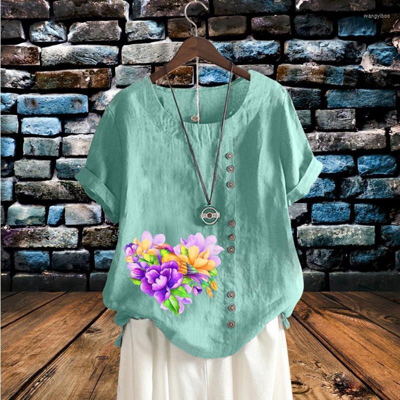 

Women's T Shirts Women's T-Shirt Women's Summer Casual Fashion Love Print Loose Shirt Retro O Neck Plus Size Short Sleeve Top, Blue