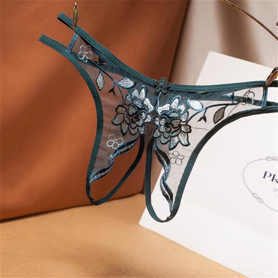 

Sexy Women's Lace G-String Mesh Hollowed Thong Panties String Underwear Women Open Gear Style Low-Rise Pants Y034218H, Free