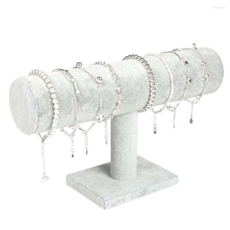 

Jewelry Pouches Portable Velvet/PU Leather Bracelet Bangle Necklace Display Stand Holder Watch Organizer T-Bar Rack CNT 66