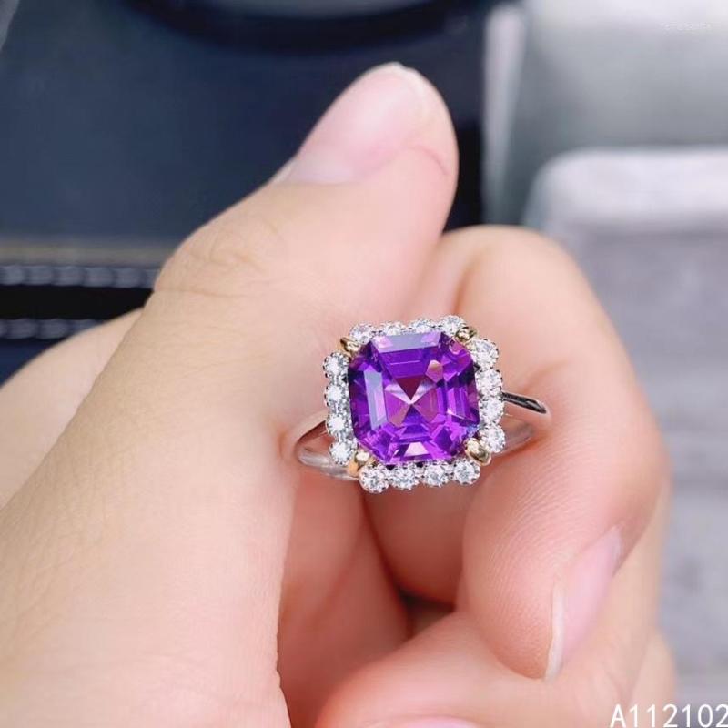 

Cluster Rings KJJEAXCMY Fine Jewelry 925 Sterling Silver Inlaid Natural Amethyst Girls' Trendy Chinese Style Millennium Cutting Gem Ring
