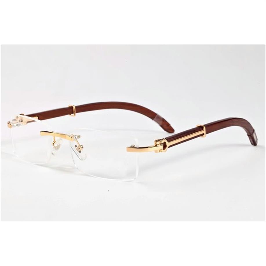 

Luxury Designer Fashion Cart er Sunglasses Pawes Men Rimless Glasses Frame Wood Square Optical Myopia Clear Spectacles s 58777 QE3279e