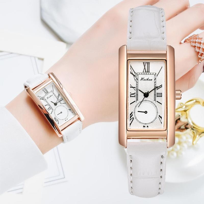 

Wristwatches Fashion Watch For Women Dress Leather Rectangle Ladies Bracelet Simple Casual Female Quartz White Wrist Clock Gift, Brown