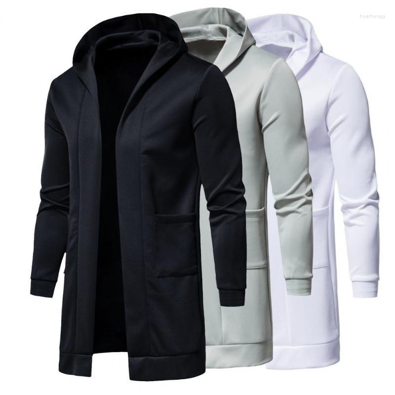 

Men's Jackets Men's Hooded Coats Long Sleeve Male Jacket Autumn Winter Windproof Solid Color Pockets Casual Men Windbreaker Outerwear, White