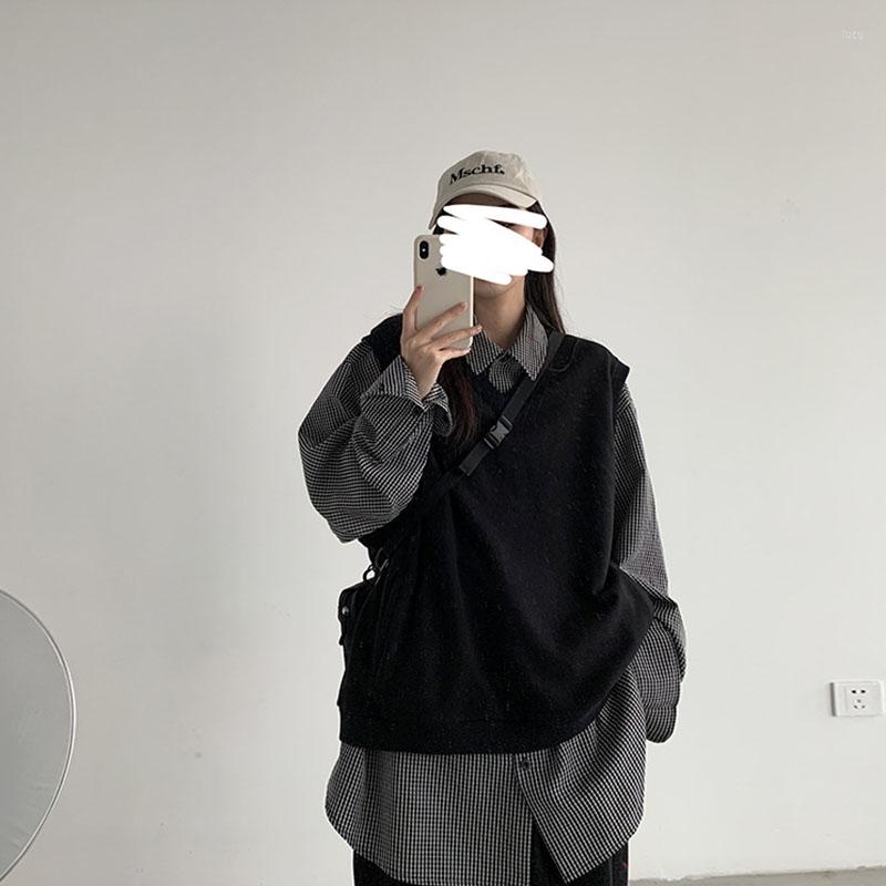 

Women' Sweaters Harajuku Autumn Womens Pullovers Fashion V Neck Knitted Solid Sleeveless Vest Female Casual Jumpers School Clothes Tops, White