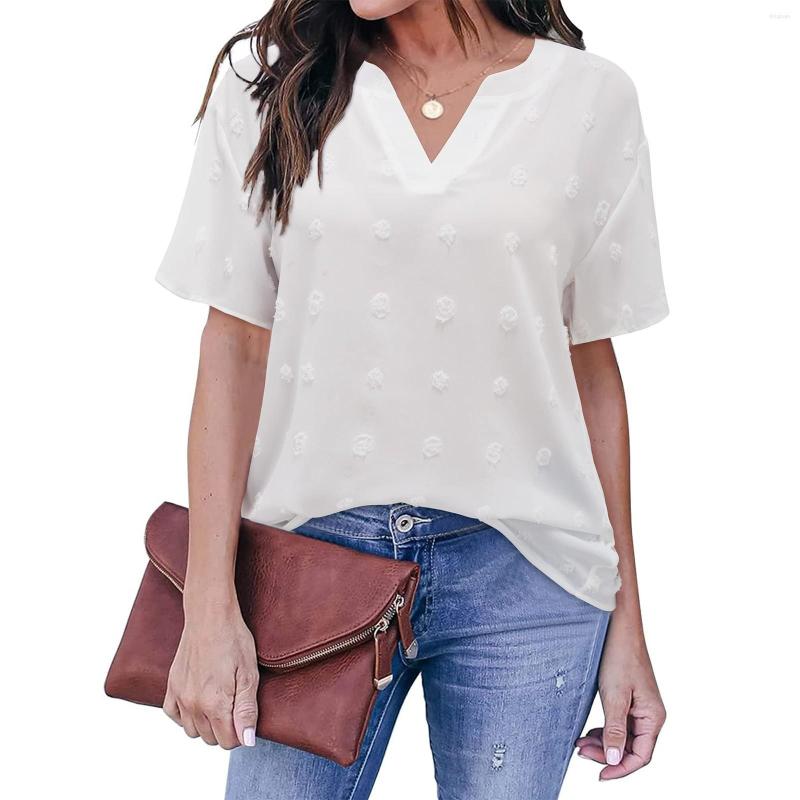 

Women' T Shirts Professional Women Top Blank Athletic Womens Tunic Tops Short Sleeve V Neck Polka Dot Blouses Thermal Layer Shirt, Black