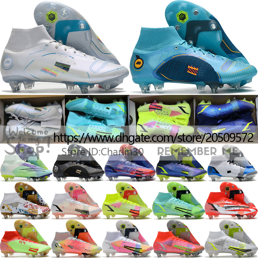 

Send With Bag Soccer Boots Mercurial Superfly 8 Elite SG CR7 Ronaldo Mbappe Mens ACC Football Cleats Outdoor High Ankle Quality Soft Leather Socks Soccer Shoes US6.5-12