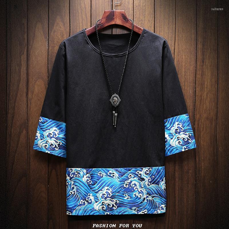 

Ethnic Clothing Summer 2022 Vintage Shirts Chinese Top Cotton Linen Carp Clothes Hanfu Traditional For Men Blouse 30548
