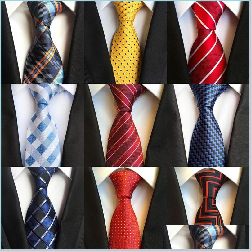 Neck Ties Designer Mens Ties 38 Design Silk Neck 8Cm Plaid Striped For Men Formal Business Wedding Party Gravatas 254 R2 Drop Deliv Dhrvs-image-838103496