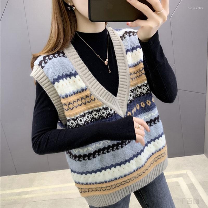 

Women' Sweaters Women' V-neck Vest Knitted Sweater And Spring Dress, See chart