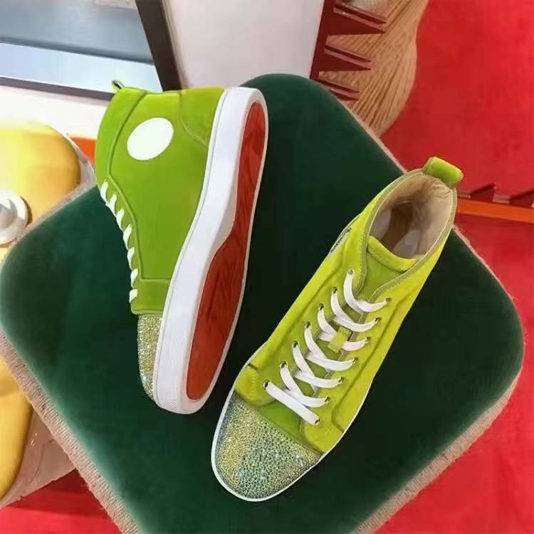 

Designer classic red shoes men's casual shoes fashion low dress suede spikes flat crystal spikes sneakers personality women's running size US13 kk6