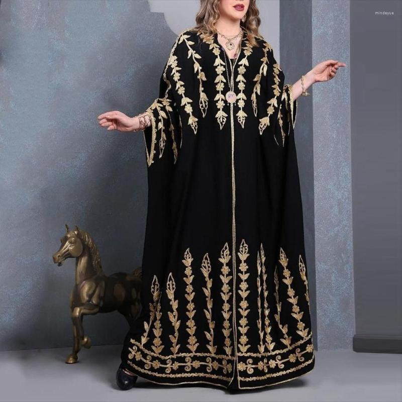 

Casual Dresses Donsignet Women Dress 2022 Autumn Women's Large Size Loose Position Printed Middle East Muslim Robe Vestido Feminino, Black