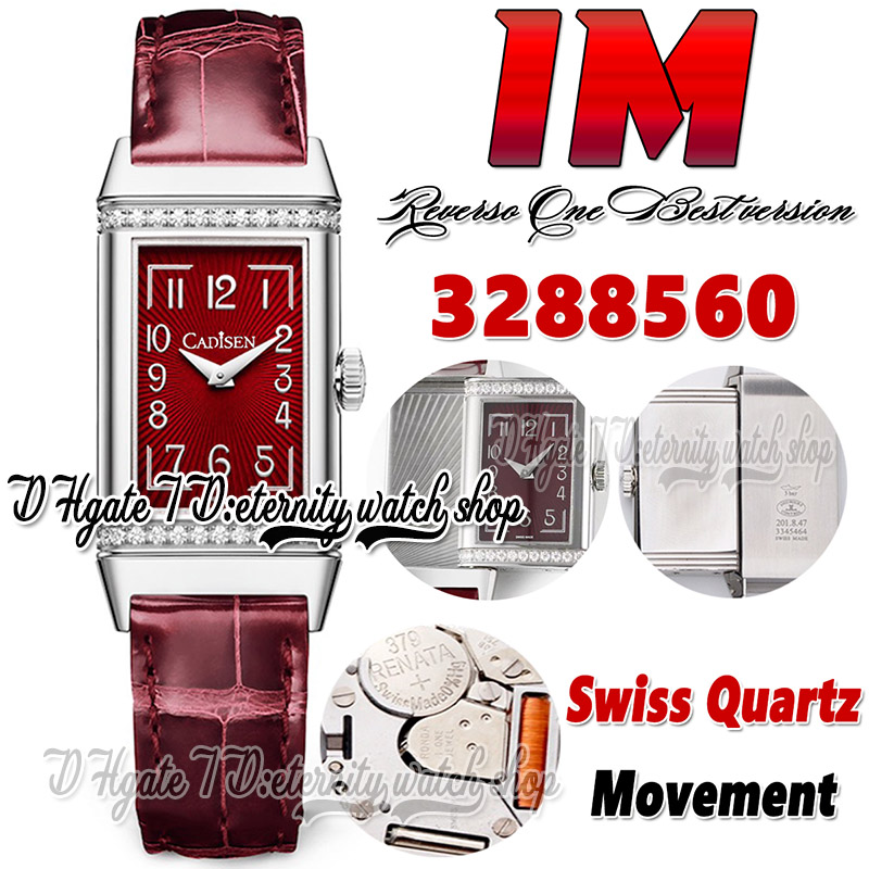 

IM Reverso mg3288560 Womens Watch Swiss Quartz Movement Burgundy Red Dial Diamonds Bezel Steel Case Burgundy Red Leather Band Super Edition eternity Ladies Watches, Watch waterproof production cost