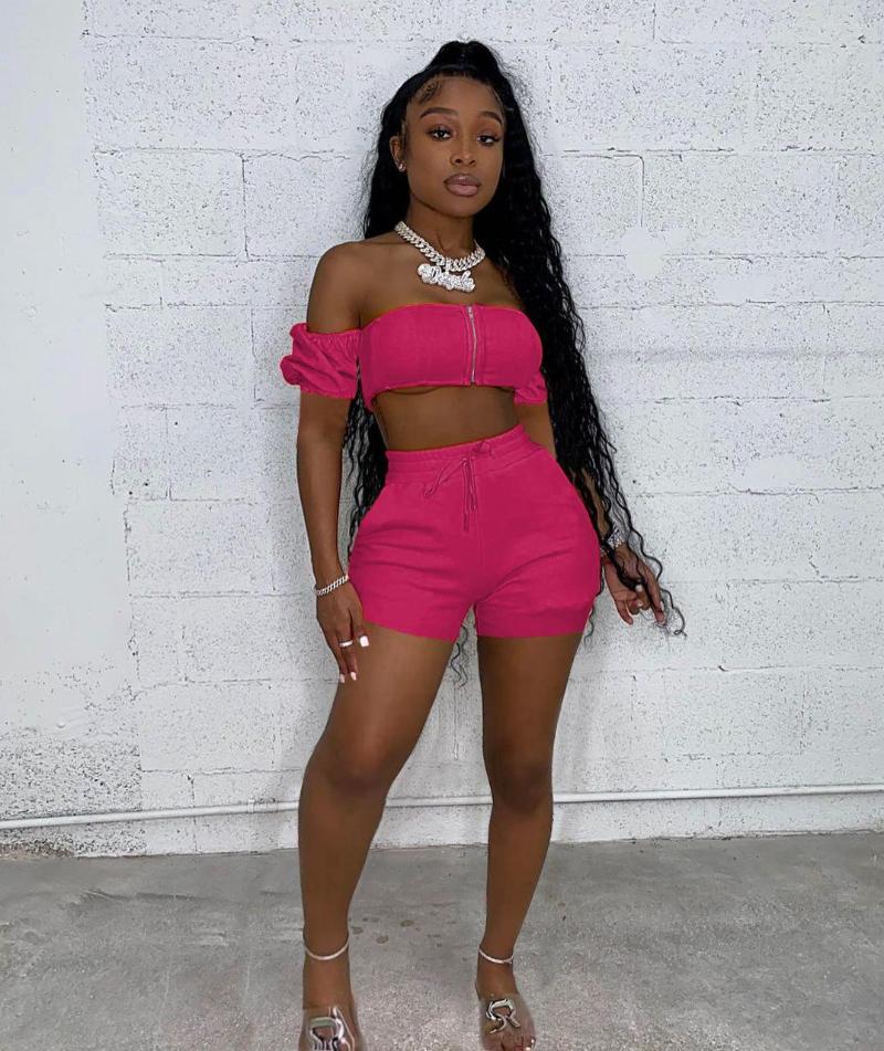 

Women' Tracksuits Sexy Two Piece Set Strapless Crop Top Lace Up Biker Shorts 2022 Summer Vacation Outfits For Women Streetwear Club, Blue