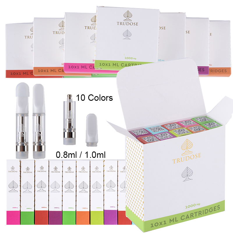 

Trudose Atomizers Empty Vape Cartridges Atomizers Premium Carts Packaging 0.8ml 1.0ml 510 Thread Ceramic Coil Glass Thick Oil Wax Dab Pen Vaporizer