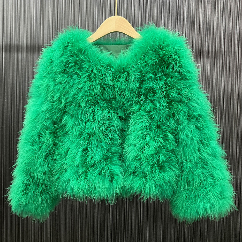 

Women's Fur Faux Real Natural Ostrich Coat Autumn Winter Fashion Patchwork Jacket Lady Warm Soft Casual Short Overcoat 221006, Grey pink