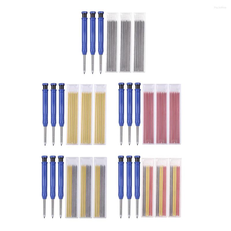 

Professional Hand Tool Sets 3pcs Solid Carpenter Pencil Set With 18 Refill Leads Sharpener Woodwork Marking Deep Hole Mechanical Marker