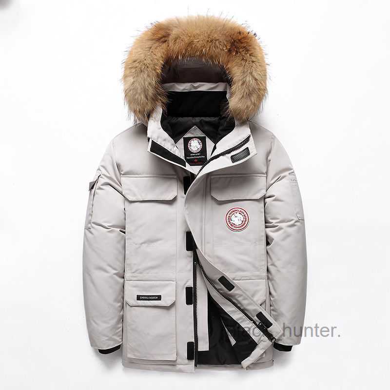 

Men's Down Canadian Designer Goose Parkas 2022 New Mens Down Coat Short Outdoor Couple Thickened Coat White Duck Coat, Grey imitation collar