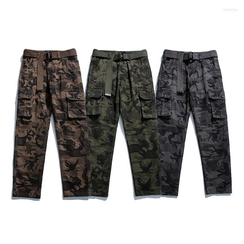 

Men's Pants Men's Multi Pocket Work Clothes Camouflage With Belt Slim Fit Elastic Spring Summer Streetwear The Price Of 2022, Army green