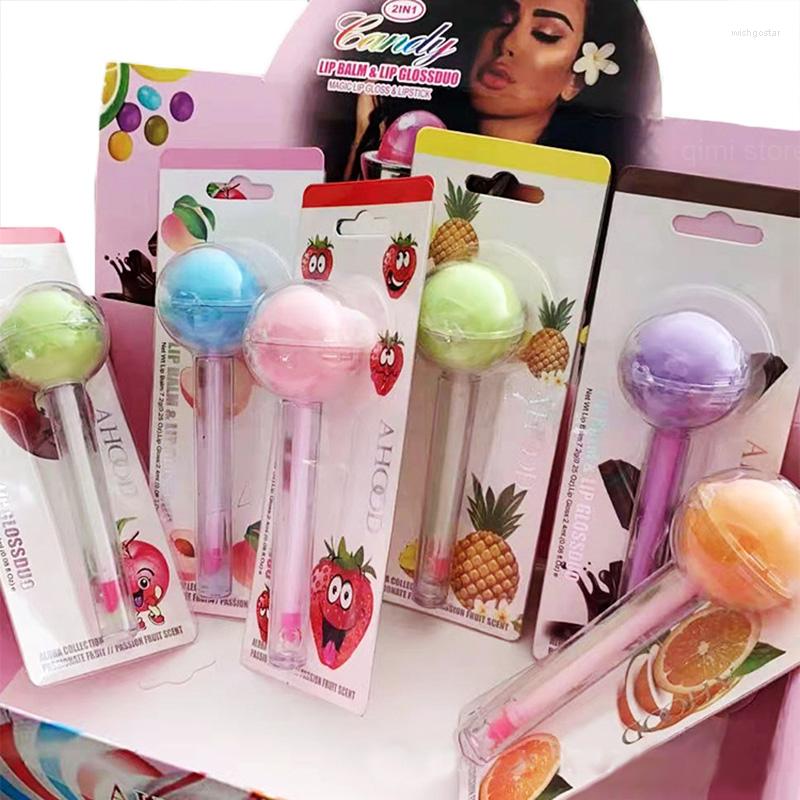 

Lip Gloss Wholesale 6Pcs 2 In 1 Cute Magic Moisturizer Candy Lipstick Waterproof Long Lasting Tint