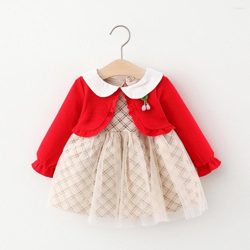 

Girl Dresses Baby Dress Autumn 2022 Clothes Mesh Princess One Piece Suit Winter Kids Infant Plaid Long Sleeve, Picture shown